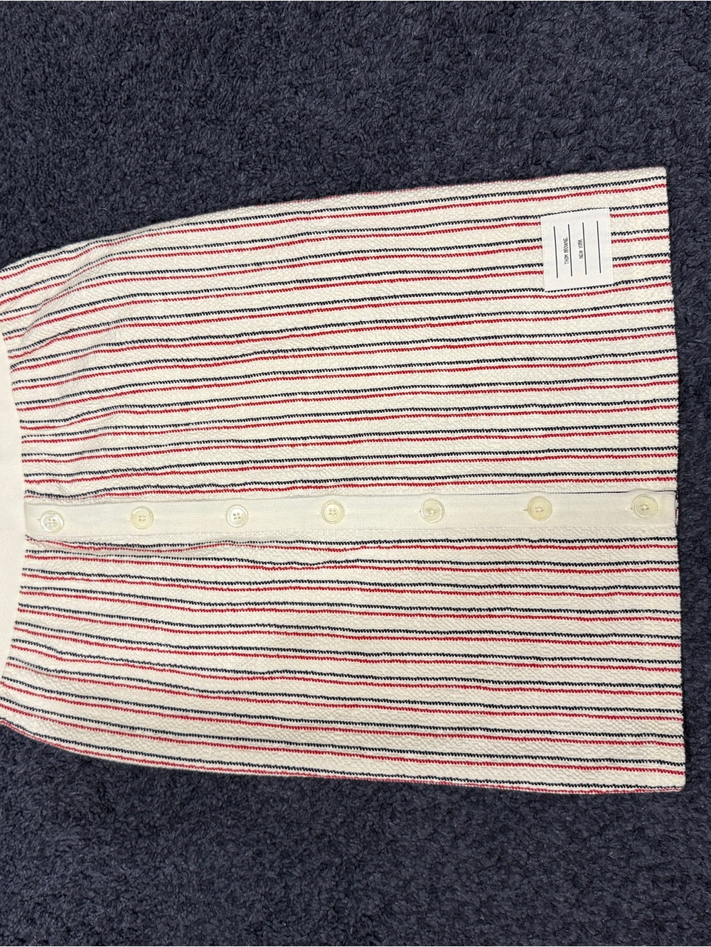 Thom Browne Cream Knit Skirt with Red & Navy Stripes